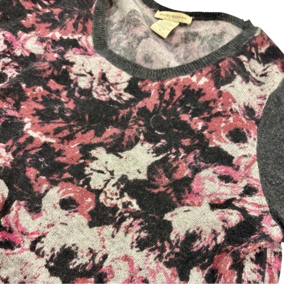 White + Warren 100% Cashmere Floral Sweater Pullover Size Small - Picture 3 of 6